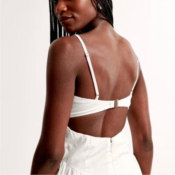 ABERCROMBIE & FITCH Dipped-Waist Sweetheart Maxi Dress White Cut Out NWT - Picture 6 of 16